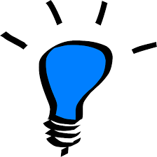 Graphic design image of a blue lightbulb.